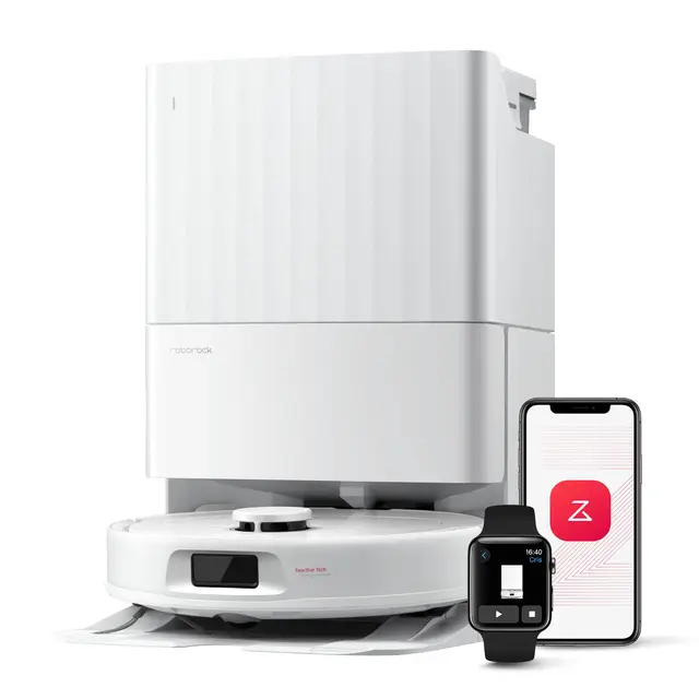 roborock QV 35A Aspirateur Robot Laveur, 8000Pa HyperForce, Station Multifonctionnelle, Serpillière Rotative 200 TR/Min & Relevable 10mm, Anti-enchevêtrement, Évitement d'obstacles, Cartographie, APP