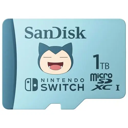 SanDisk microSDXC pour les consoles Nintendo Switch, Pokémon Ronflex 1 To, UHS-I Carte, jusqu'à 100 Mo/s, Produit sous licence Nintendo, Class 10, U3, Pokémon