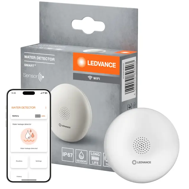 LEDVANCE SMART+ Capteur de détection d’eau avec technologie WiFi, blanc, plastique