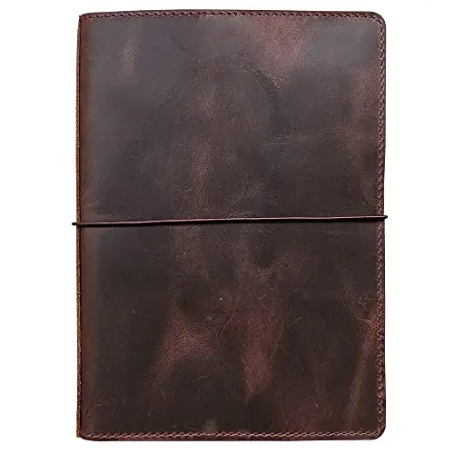 newestor Housse pour carnet de voyage avec poches intérieures, emplacements pour cartes et porte-stylo, format A5, brun foncé