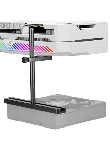 upHere GBS1 Support GPU Réglable,Glissière à Rail Unique,Barre Simple,Hauteur Adjustable pour Carte Graphique,Déplacement Latéral, Support Carte Graphique Verticale,Composants PC,Aluminium (128 mm)