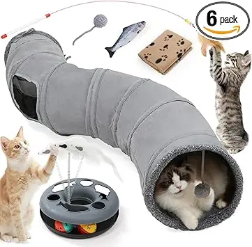 XIAPIA Tunnel pour Chat Pliable, Jouet Interactif pour Chaton et Chiot, Tunel Chat Jeu avec Balle, Tunnel Lapin, Cobaye, Furet, pour Exercice en Intérieure et Extérieure pour Chaton