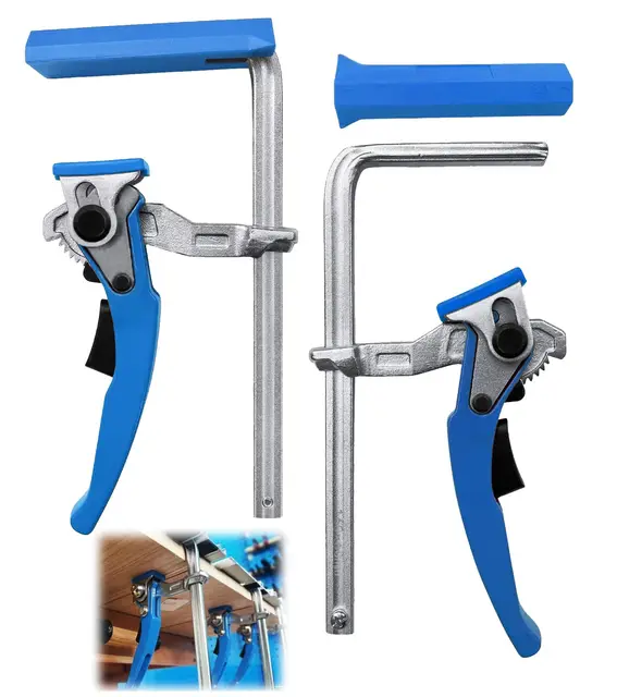 2 serre joint rapide de table en acier avec poignée à levier, serre joint menuisier, pinces et tendeurs capacité de 160 mm, projection de 60 mm, pour rail de guidage coupe fixation précise