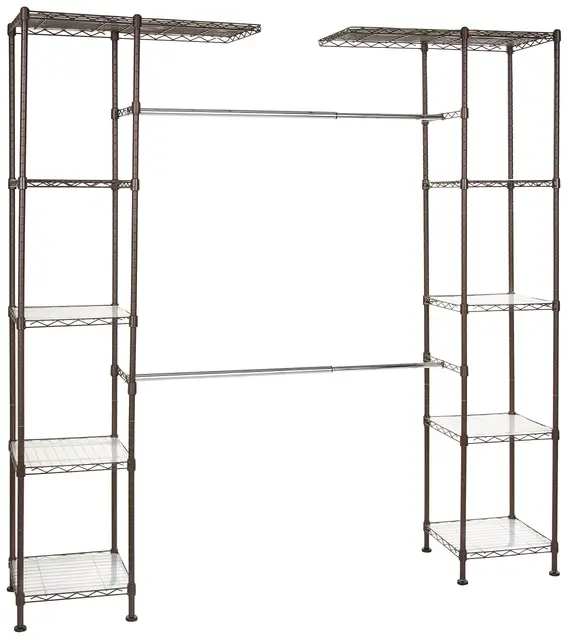Amazon Basics Système de rangement de placard extensible, 35.6 by 147 to 160 by 182.9 cm, Bronze