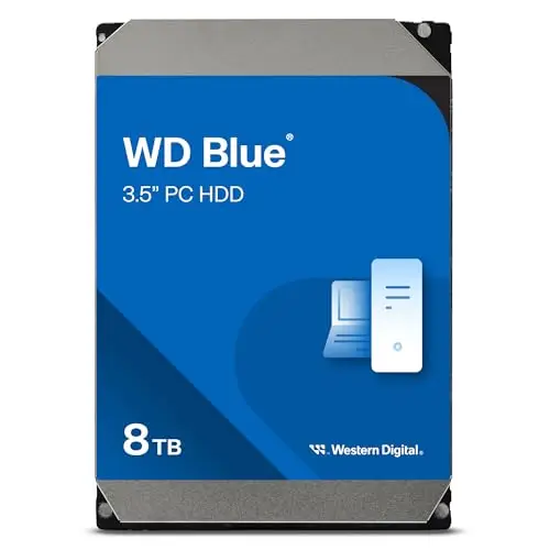 WD Blue 8 To Desktop Disque Dur Interne 3.5" - Classe 5400 RPM, SATA 6 Gb/s, Cache de 256 Mo