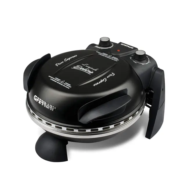 G3 Ferrari G10006 Pizza Express Delizia,Four à Pizza 1200 W, Thermostat Réglable jusqu’à 400°C, Cuit une Pizza Savoureuse en 5 min, Double Résistance, Livre de recettes et Spatules inclus – Noir