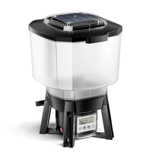 Wiltec CFF-206 Distributeur Automatique Alimentaire Solaire - 275 x 252 x 420 mm/capacité 6 l - pour Nourriture de Poissons - programmable 1-6 Repas par Jour