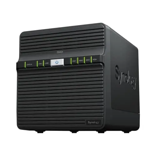 Synology DS423 Noir - NAS Domestique à 4 Baies, Métal, Montage au Sol, Compatible avec Serveur, Ordinateur de Bureau, Ordinateur Portable