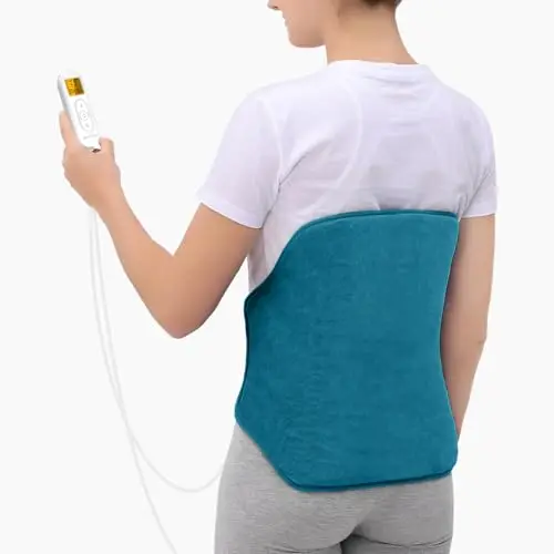 Comfytemp Grande Taille Ceinture Chauffante Lombaire, 9 Niveaux de Température, 11 Minuteries Auto, 39x61 cm Coussin Chauffant pour le Dos, Abdomen et le Ventre, Lavable (Tour de Taille Max : 120 cm)