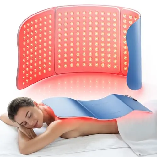 Tapis LED de luminothérapie rouge 76 x 30 cm, 36W, ceinture infrarouge avec 792 LED, 660nm & 850nm, pour soulager les douleurs du corps (Bleu)