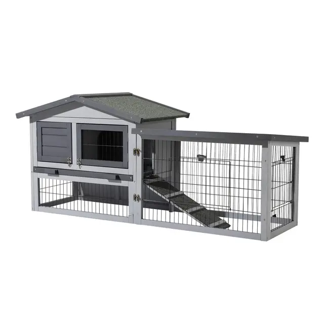 Wiltec Poulailler avec Nichoir, Enclos & Pondoir – 1440 x 525 x 685 mm – en Bois Sapin – Toit bitumé – avec Grillage et Bac à crottes – Maison pour Petits Animaux, Poules, volaille Clapier