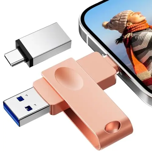 【Pas d'APP】 Nanopell Cle USB 256 Go, Cle USB pour lphone Utilisée pour Etendre la Mémoire Supplémentaire du Téléphone. 3 in 1 Clé Photo Omni pour i0S/Android/PC. avec Adaptateur de Type C Séparé.