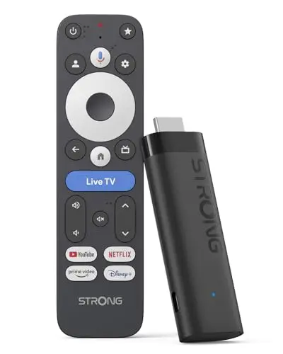 STRONG Leap-Nova-X TV Stick (Android 14), 2 Go RAM + 32 Go ROM, 4K UHD, Dolby Vision & Dolby Audio, HDR10+, Wi-FI 6, Commande Vocale et Plus de 5000 Apps