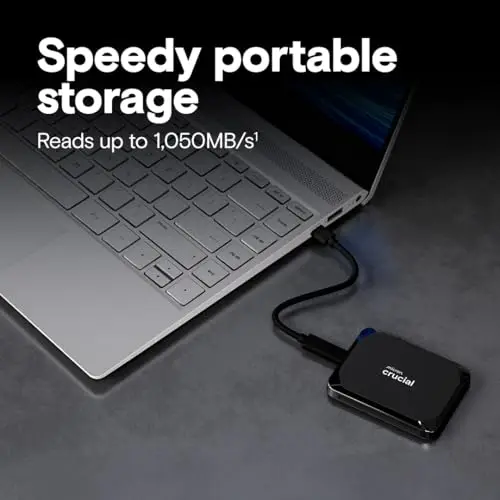 Crucial X9 2To Disque SSD Externe Portable, Jusqu’à 1050Mo/s, Compatible avec PC, Mac, PlayStation et Xbox, USB-C 3.2 - CT2000X9SSD902