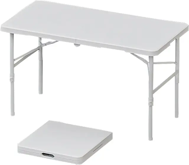 Table de pique-nique pliante 122 x 60 x 50-74 cm Hauteur réglable Table de jardin Table à tapisser Cadre en métal Table de camping en plastique avec poignée de transport Table pliante pour