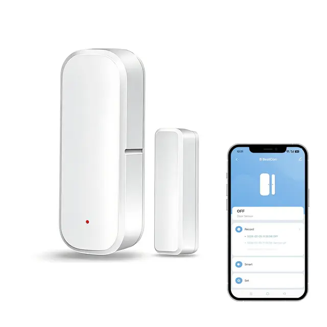 Capteur de Porte et fenêtre Zigbee, Nécessite Un hub Zigbee, Détecteur Ouverture Porte Compatible avec Alexa/Google Home/Home Assistant/Tuya, Système d'alarme avec détecteur sans Fil