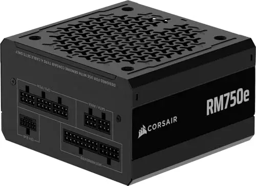 CORSAIR RM750e (2025) Alimentation ATX Modulaire & Silencieuse – Noir | Avec Câble 12V-2x6, Compatible ATX 3.1 et PCIe 5.1, Efficacité Cybenetics Gold, Condensateurs Évalués à 105°C