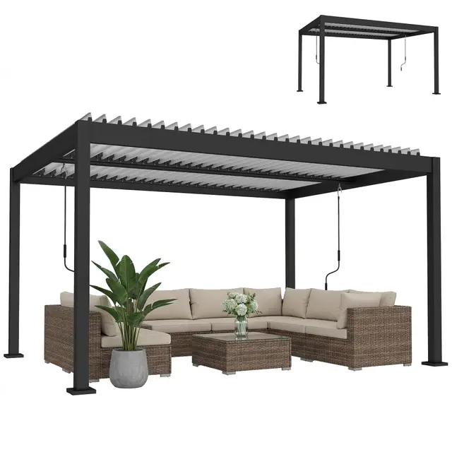 Outsunny Pergola Bioclimatique 4x3m