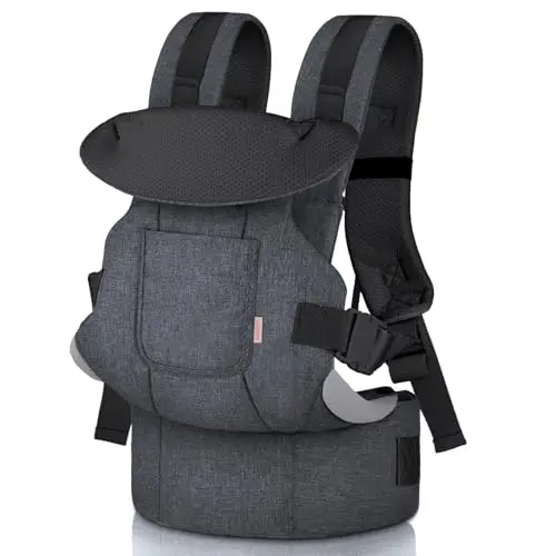 GAGAKU Porte-bébé pour bébés et tout-petits de 4 à 36 mois, facile à utiliser, portage face à face, vers l'avant et vers l'arrière pour enfants - Noir et gris foncé