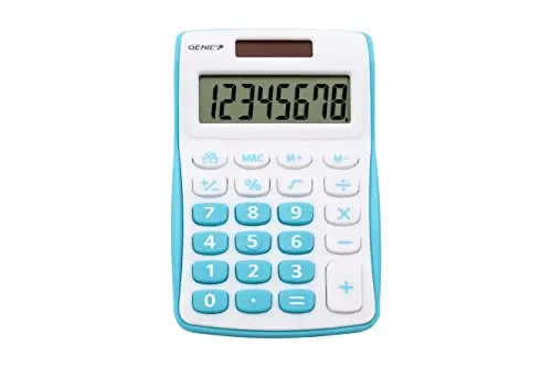 Genie Calculatrice 120 B 8 chiffres (Dual Power (Pile, solaire), design compact bleu | Grand écran incliné, fonction pourcentage et racine, fonction mémoire, format compact pour la vie quotidienne et le bureau.