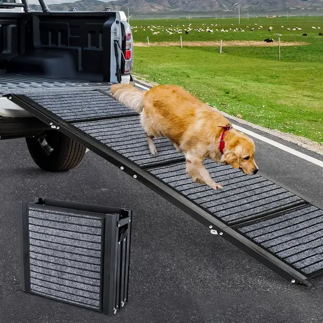 Rampe pour chien de 180 cm de long et 50 cm de large, pliable, avec tapis antidérapant, pliable pour l'extérieur, escalier, voiture, pour chiens de taille moyenne et grande dans un SUV et un camion