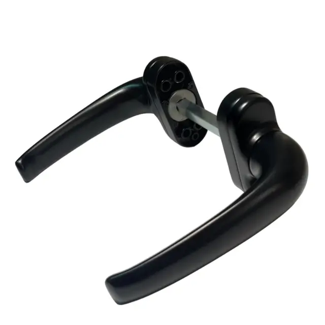 Ensemble de Poignées de Porte en Aluminium | Poignée Rosette | Carré de 8 mm | Manivelle Réversible | Laqué Noir