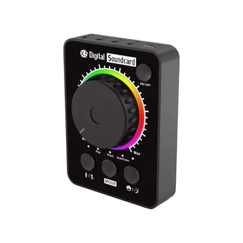 Soundkarte – 3,8 Zoll Kompakte Tragbare Computer-Audio | Hochwertige Wiederaufladbare Soundkarte – Touch-Control Mit Echtzeìt-Stimme Ideal Für Ģaming Streaming Virtuelle Meetings Freunde