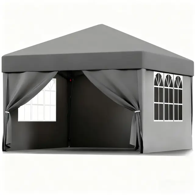 ISE Tonnelle Pliante 3x3, Tonnelle de Jardin Exterieur 3x3, Barnum Pliant 3x3M Professionnel avec Rideaux, Tente Pliante 3x3M avec 3 Hauteur Réglable, Tonnelles de Camping Résistant Protection UV50+