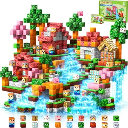 COOLJOYA Construction Magnetique Enfant Cube Magnétique, Jeu Aimant Magnetic avec Jeux Aimants Magnetique, Jouet Éducatif Montessori pour Enfants 3 4 5 6 7 8 9 10 Ans Cadeau Créatif