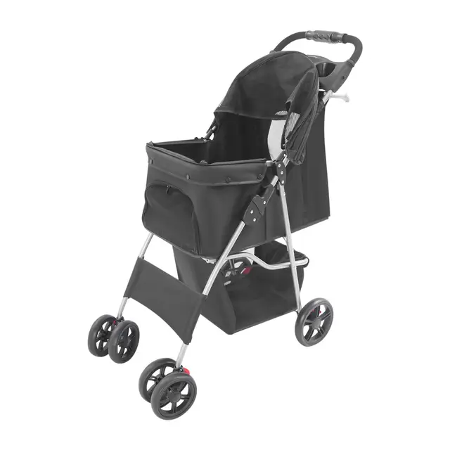 Poussette pour animaux de compagnie avec panier de rangement pour les courses, roues avec freins à 360°, pour chiens de taille moyenne jusqu'à 15 kg