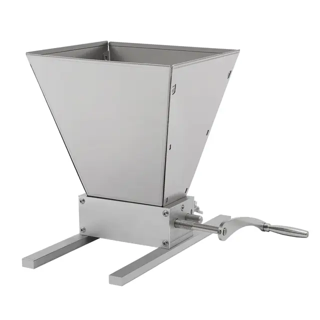Moulin à céréales manuel en acier inoxydable 4 l - Espacement des rouleaux réglable de 0 à 2,5 mm - Pour orge, blé, malt, maïs, café, brassage de bière