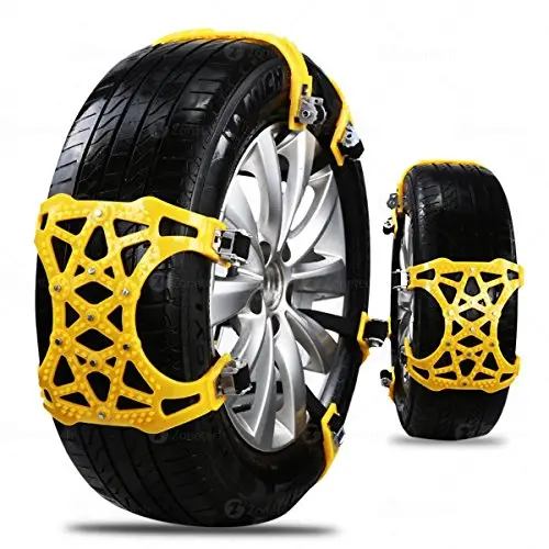 ZONETECH chaînes à Neige Voiture - qualité Haut de Gamme Fort Durable Toutes Saisons Anti-Skid Voiture, SUV, et Pick up chaînes Patterned Tire pour Les urgences et Road Trip Pack de 6