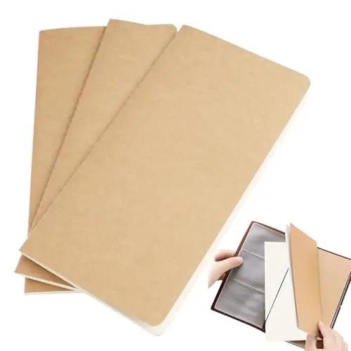 3PCS Travelers Notebook Recharges 21x11cm, Recharge de Papier Pour Journaux De Voyage Agendas Et Planificateurs en Cuir Carnet de Notes Agenda Organiseur