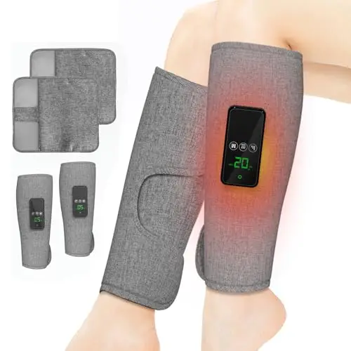 Pressothérapie Jambes Sans Fil, 2Pcs Massage Jambe Avec Chauffante Pour Jambes Lourdes, Sportifs, Voyage, 3 Modes ＆ 3 Intensités, 2500mAh, avec Sangle de Rallonge