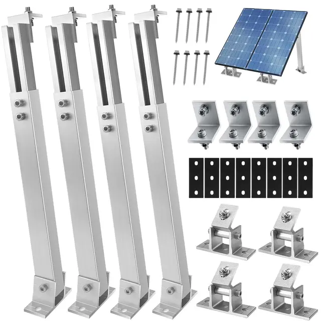 Royouzi Support Panneau Solaire, Support Panneau Solaire Sol en Aluminium de Angle Ajustable 15°- 30° (2)
