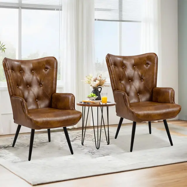 ckaff fauteuil salon similicuir lot 2