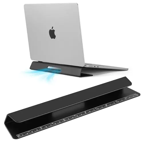 Laptop Kühlständer Aluminium- Verbesserte Kühlung, Ergonomie, Stabilität und Vielseitigkeit - Kompatibel mit MacBook und Alle Laptop, mit Lineal