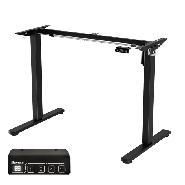 ERGOMAKER Bureau Assis Debout Électrique,Cadre pour Bureau Debout avec Fonction mémoire et Soft-Start/Stop, Télescope Double (Noir)