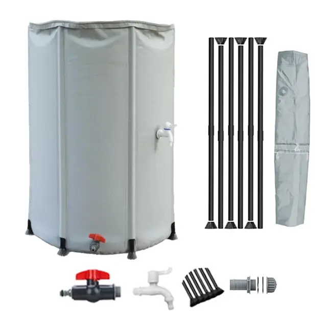 Faltbare Regentonne – Tragbarer Regentonne Wassertank Mit Fallrohr, Filter, 2 Hähnen & Überlauf – Faltbares Wasserfass Regentonne Für Regenwassersammlung(White,0.6x0.8m/225L/59.4gal)