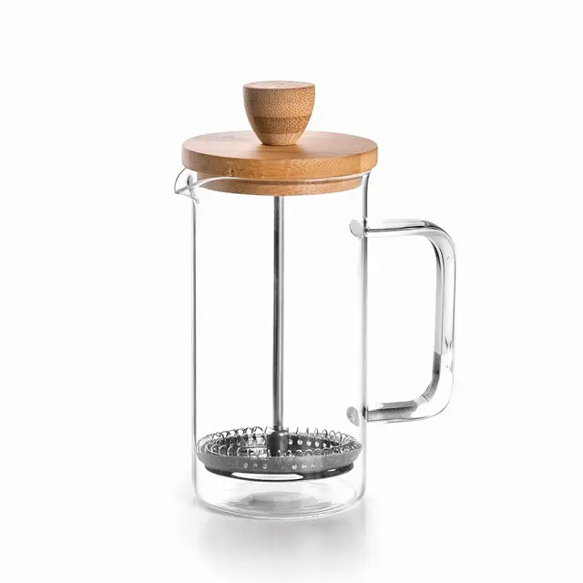 Lacor - Cafetière française, presse café, Cafetière presse avec mbole, Carafe française pour Café Filtre, 3 tasses, 0,35 L, acier et bois, 62163