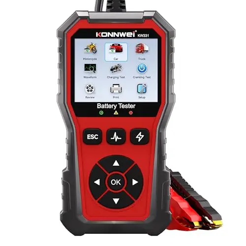 KONNWEI KW331 Testeur de Batterie avec Impression Cloud 10-2000 CCA 6V 12V 24V AGM Lithium Gel Batterie Analyseur Numérique Alternateur Système de Charge et Démarrage Voiture Moto Camions Marrine