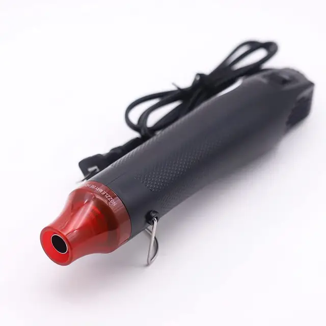 Mini pistolet à air chaud, 300 W, 22,5 cm, outil électrique à air chaud pour le bricolage, le séchage de peinture, le tamponnage et les petits travaux, noir/rouge