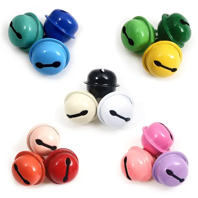 TOAOB 60 Pièces Grelots Clochettes en Métal Jingle Bells 17mm 15 Couleur pour Bricolage Fabrication de Bijoux Décoration de Fête de Noël D'intérieur Hochet