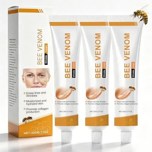 3 pièces Crème Anti-Rides au Venin d'Abeille, Crème Hydratante Raffermissante pour le Visage et le Cou, Crème Hydratante Anti-Âge Raffermissante Naturelle, Soins Visage pour Tous Types de Peau, 20g
