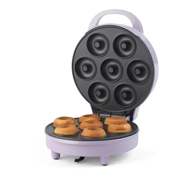 Giles & Posner Mini Donut Maker – Plaques de cuisson antiadhésives pour 7 donuts, Machine à beignets facile à nettoyer, Fabricant de friandises pour enfants, Arrêt automatique, Voyants lumineux, 1000W