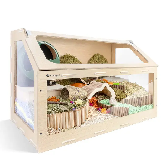Niteangel Vista Cage pour Hamsters avec Ouverture Oblique - Cage pour Petits Animaux en MDF et Aspen pour Hamsters Nains syriens, Degus (32.9 x 17.2 x 21.1 inches)