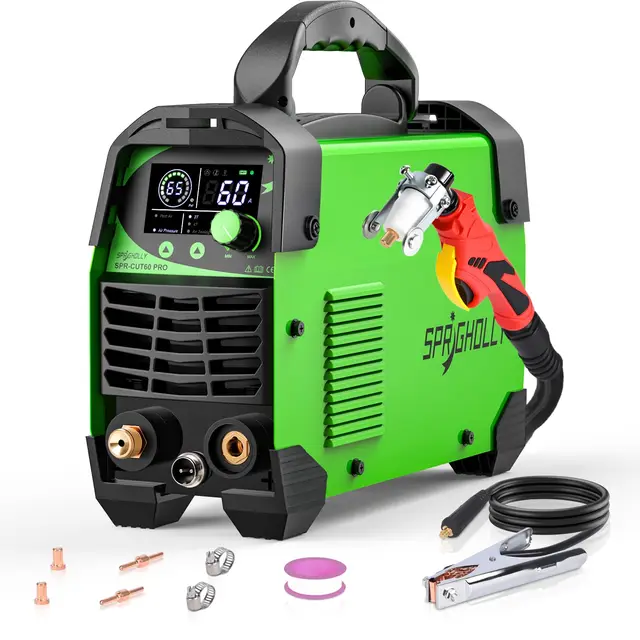 CUT60 PRO 60A IGBT Coupeur Plasma 240V - Coupe max acier 16mm, coupe nette 10mm - Écran LED digital, mode 2T/4T, protection surcharge, démarrage facile