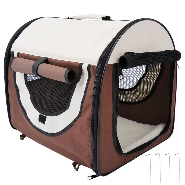 PawHut Sac de Transport pour Chien et Chat Caisse Pliable pour Animaux adaptée à la Voiture Grand Confort Respirant avec Coussin Amovible 46 x 36 x 41 cm