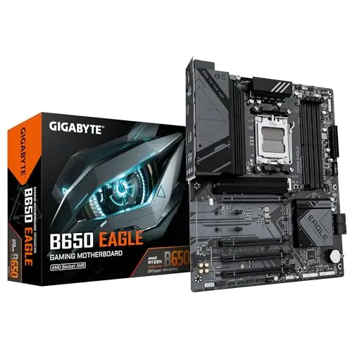 GIGABYTE B650 Eagle Carte mère - AMD Ryzen série 9000, VRM 12+2+2 Phases, jusqu'à 7600 MHz DDR5 (OC), 1xPCIe 5.0 + 2xPCIe 4.0 M.2, LAN GbE, USB 3.2 Gen 2