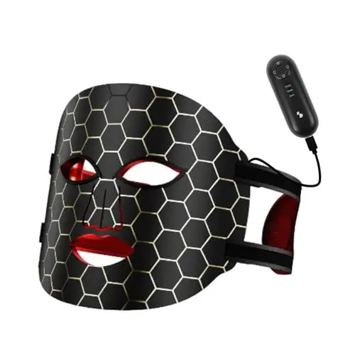 BEPER P302VIS100 Masque Visage LED 7 Couleurs, Masque avec 288 LED, Luminothérapie anti-âge, Rechargeable USB-C avec télécommande, Convient à tous les types de peau